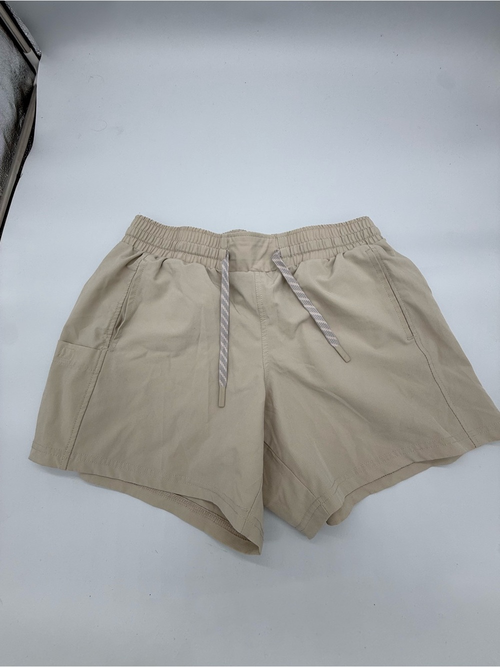 Pacific Trail Lightweight Drawstring Athletic Shorts in Beige
